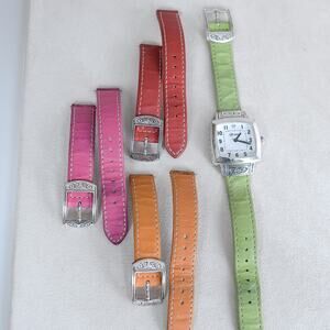 Vintage Brighton Orchard Watch Silver Leather Straps Retired 7" Multicolor Gift